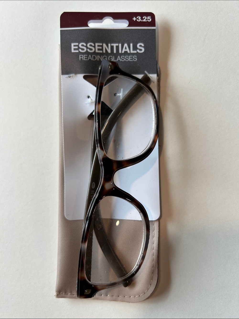 ESSENTIALS Tortoiseshell Brown Reading Glasses +3.25